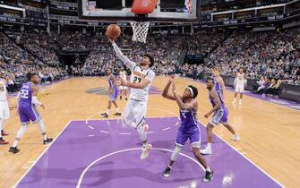 SACRAMENTO, CA - OCTOBER 28: Jamal Murray #27 of the Denver Nuggets shoots the ball against the Sacramento Kings on October 28, 2019 at Golden 1 Center in Sacramento, California. NOTE TO USER: User expressly acknowledges and agrees that, by downloading and or using this Photograph, user is consenting to the terms and conditions of the Getty Images License Agreement. Mandatory Copyright Notice: Copyright 2019 NBAE (Photo by Rocky Widner/NBAE via Getty Images)