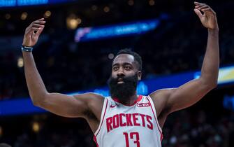 WASHINGTON, DC - OCTOBER 30: James Harden #13 of the Houston Rockets gestures during the second half against the Washington Wizards at Capital One Arena on October 30, 2019 in Washington, DC. NOTE TO USER: User expressly acknowledges and agrees that, by downloading and or using this photograph, User is consenting to the terms and conditions of the Getty Images License Agreement. (Photo by Scott Taetsch/Getty Images)