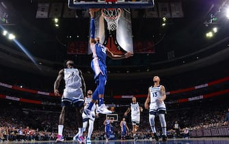 PHILADELPHIA, PA - OCTOBER 30: Tobias Harris #12 of the Philadelphia 76ers shoots the ball against the Minnesota Timberwolves on October 30, 2019 at the Wells Fargo Center in Philadelphia, Pennsylvania NOTE TO USER: User expressly acknowledges and agrees that, by downloading and/or using this Photograph, user is consenting to the terms and conditions of the Getty Images License Agreement. Mandatory Copyright Notice: Copyright 2019 NBAE (Photo by Jesse D. Garrabrant/NBAE via Getty Images)