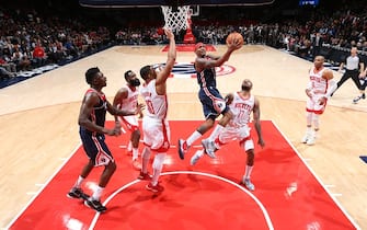 WASHINGTON, DC -Â  OCTOBER 30: Isaiah Thomas #4 of the Washington Wizards shoots the ball against the Houston Rockets on October 30, 2019 at Capital One Arena in Washington, DC. NOTE TO USER: User expressly acknowledges and agrees that, by downloading and or using this Photograph, user is consenting to the terms and conditions of the Getty Images License Agreement. Mandatory Copyright Notice: Copyright 2019 NBAE (Photo by Ned Dishman/NBAE via Getty Images)