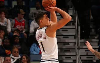 NEW ORLEANS, LA - OCTOBER 31: Michael Porter Jr. #1 of the Denver Nuggets shoots the ball against the New Orleans Pelicans on October 31, 2019 at the Smoothie King Center in New Orleans, Louisiana. NOTE TO USER: User expressly acknowledges and agrees that, by downloading and or using this Photograph, user is consenting to the terms and conditions of the Getty Images License Agreement. Mandatory Copyright Notice: Copyright 2019 NBAE (Photo by Layne Murdoch Jr./NBAE via Getty Images)