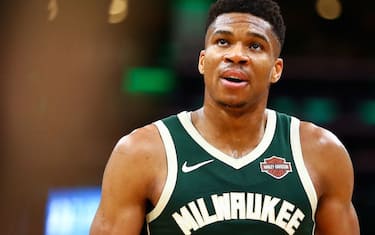 BOSTON, MA - OCTOBER 30:  Giannis Antetokounmpo #34 of the Milwaukee Bucks looks on during a game against the Boston Celtics at TD Garden on October 30, 2019 in Boston, Massachusetts. NOTE TO USER: User expressly acknowledges and agrees that, by downloading and or using this photograph, User is consenting to the terms and conditions of the Getty Images License Agreement. (Photo by Adam Glanzman/Getty Images)