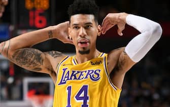 DALLAS, TX - NOVEMBER 1: Danny Green #14 of the Los Angeles Lakers looks on during the game against the Dallas Mavericks on November 1, 2019 at the American Airlines Center in Dallas, Texas. NOTE TO USER: User expressly acknowledges and agrees that, by downloading and or using this photograph, User is consenting to the terms and conditions of the Getty Images License Agreement. Mandatory Copyright Notice: Copyright 2019 NBAE (Photo by Glenn James/NBAE via Getty Images)