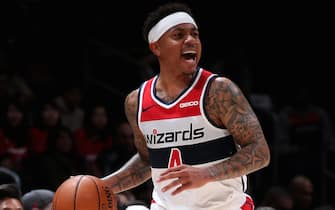 WASHINGTON, DC -  NOVEMBER 4: Isaiah Thomas #4 of the Washington Wizards handles the ball against the Detroit Pistons on November 4, 2019 at Capital One Arena in Washington, DC. NOTE TO USER: User expressly acknowledges and agrees that, by downloading and or using this Photograph, user is consenting to the terms and conditions of the Getty Images License Agreement. Mandatory Copyright Notice: Copyright 2019 NBAE (Photo by Ned Dishman/NBAE via Getty Images)
