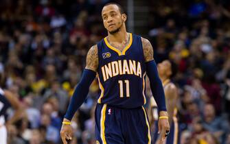 CLEVELAND, OH - APRIL 2: Monta Ellis #11 of the Indiana Pacers reacts after being called from a foul during the first half against the Cleveland Cavaliers at Quicken Loans Arena on April 2, 2017 in Cleveland, Ohio. NOTE TO USER: User expressly acknowledges and agrees that, by downloading and/or using this photograph, user is consenting to the terms and conditions of the Getty Images License Agreement. (Photo by Jason Miller/Getty Images)