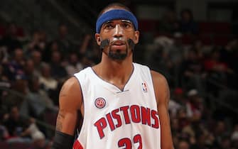 AUBURN HILLS, MI - FEBRUARY 8:  Richard Hamilton #32 of the Detroit Pistons looks on during the game against the Portland Trail Blazers at the Palace of Auburn Hills on February 8, 2008 in Auburn Hills, Michigan. The Pistons won 91-82. NOTE TO USER: User expressly acknowledges and agrees that, by downloading and/or using this Photograph, user is consenting to the terms and conditions of the Getty Images License Agreement. Mandatory Copyright Notice: Copyright 2008 NBAE (Photo by D. Lippitt/Einstein/NBAE via Getty Images) 
