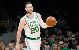 BOSTON, MA - OCTOBER 13: Gordon Hayward #20 of the Boston Celtics handles the ball in the first quarter against the Cleveland Cavaliers at TD Garden on October 13, 2019 in Boston, Massachusetts. NOTE TO USER: User expressly acknowledges and agrees that, by downloading and or using this photograph, User is consenting to the terms and conditions of the Getty Images License Agreement. (Photo by Kathryn Riley/Getty Images)