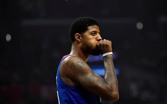 LOS ANGELES, CA - NOVEMBER 16: Paul George #13 of the Los Angeles Clippers makes his home debut against the Atlanta Hawks at Staples Center on November 16, 2019 in Los Angeles, California. NOTE TO USER: User expressly acknowledges and agrees that, by downloading and/or using this Photograph, user is consenting to the terms and conditions of the Getty Images License Agreement (Photo by Kevork Djansezian/Getty Images)