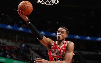 CHICAGO, IL - NOVEMBER 18: Daniel Gafford #12 of the Chicago Bulls shoots the ball against the Milwaukee Bucks on November 18, 2019 at the United Center in Chicago, Illinois. NOTE TO USER: User expressly acknowledges and agrees that, by downloading and or using this photograph, user is consenting to the terms and conditions of the Getty Images License Agreement.  Mandatory Copyright Notice: Copyright 2019 NBAE (Photo by Gary Dineen/NBAE via Getty Images) 