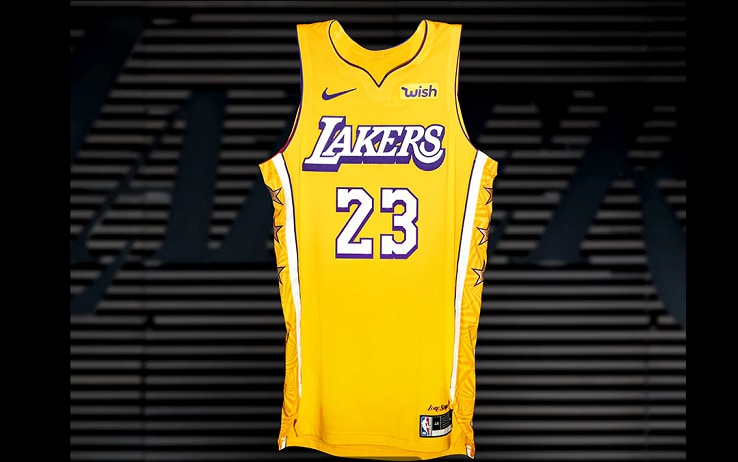 NUOVA ETICHETTATA Canotta Lebron James 23 Lakers Swingman Edition Viola Righe