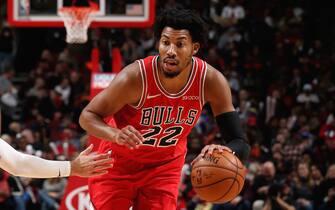 CHICAGO, IL - NOVEMBER 1: Otto Porter Jr. #22 of the Chicago Bulls handles the ball against the Detroit Pistons on November 1, 2019 at the United Center in Chicago, Illinois. NOTE TO USER: User expressly acknowledges and agrees that, by downloading and or using this photograph, user is consenting to the terms and conditions of the Getty Images License Agreement. Mandatory Copyright Notice: Copyright 2019 NBAE (Photo by Gary Dineen/NBAE via Getty Images) 