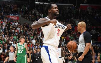 LOS ANGELES, CA - NOVEMBER 20: Patrick Beverley #21 of the LA Clippers reacts to a play against the Boston Celtics on November 20, 2019 at STAPLES Center in Los Angeles, California. NOTE TO USER: User expressly acknowledges and agrees that, by downloading and/or using this Photograph, user is consenting to the terms and conditions of the Getty Images License Agreement. Mandatory Copyright Notice: Copyright 2019 NBAE (Photo by Andrew D. Bernstein/NBAE via Getty Images) 