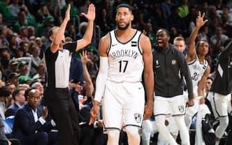 BOSTON, MA - NOVEMBER 27: Garrett Temple #17 of the Brooklyn Nets reacts to a play against the Boston Celtics on November 27, 2019 at the TD Garden in Boston, Massachusetts. NOTE TO USER: User expressly acknowledges and agrees that, by downloading and or using this photograph, User is consenting to the terms and conditions of the Getty Images License Agreement. Mandatory Copyright Notice: Copyright 2019 NBAE (Photo by Brian Babineau/NBAE via Getty Images) 