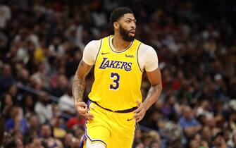 NEW ORLEANS, LOUISIANA - NOVEMBER 27: Anthony Davis #3 of the Los Angeles Lakers reacts during the game against the New Orleans Pelicans at Smoothie King Center on November 27, 2019 in New Orleans, Louisiana.  NOTE TO USER: User expressly acknowledges and agrees that, by downloading and/or using this photograph, user is consenting to the terms and conditions of the Getty Images License Agreement (Photo by Chris Graythen/Getty Images)