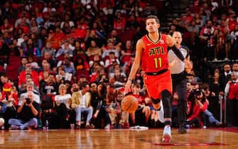 HOUSTON, TX - NOVEMBER 30:  Trae Young #11 of the Atlanta Hawks handles the ball against the Houston Rockets on November 30, 2019 at the Toyota Center in Houston, Texas. NOTE TO USER: User expressly acknowledges and agrees that, by downloading and or using this photograph, User is consenting to the terms and conditions of the Getty Images License Agreement. Mandatory Copyright Notice: Copyright 2019 NBAE (Photo by Cato Cataldo/NBAE via Getty Images)