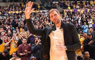 LOS ANGELES, CA - DECEMBER 1: NBA Legend, Dirk Nowitzki  attends a game between the Los Angeles Lakers and the Dallas Mavericks on December 1, 2019 at STAPLES Center in Los Angeles, California. NOTE TO USER: User expressly acknowledges and agrees that, by downloading and/or using this Photograph, user is consenting to the terms and conditions of the Getty Images License Agreement. Mandatory Copyright Notice: Copyright 2019 NBAE (Photo by Andrew D. Bernstein/NBAE via Getty Images)