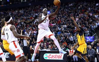 TORONTO, ON - DECEMBER 01:  Pascal Siakam #43 of the Toronto Raptors shoots the ball during the first half of an NBA game against the Utah Jazz at Scotiabank Arena on December 01, 2019 in Toronto, Canada.  NOTE TO USER: User expressly acknowledges and agrees that, by downloading and or using this photograph, User is consenting to the terms and conditions of the Getty Images License Agreement.  (Photo by Vaughn Ridley/Getty Images)