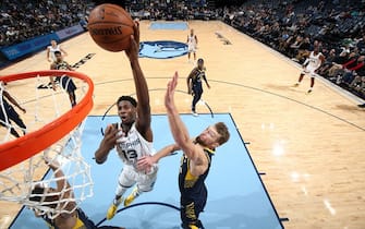 1186233234 MEMPHIS, TN - DECEMBER 2: Jaren Jackson Jr. #13 of the Memphis Grizzlies shoots the ball against the Indiana Pacers on December 2, 2019 at FedExForum in Memphis, Tennessee. NOTE TO USER: User expressly acknowledges and agrees that, by downloading and or using this photograph, User is consenting to the terms and conditions of the Getty Images License Agreement. Mandatory Copyright Notice: Copyright 2019 NBAE (Photo by Joe Murphy/NBAE via Getty Images)