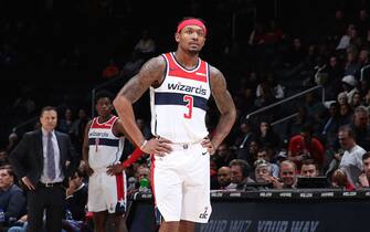 1186307447 WASHINGTON, DC - DECEMBER 3: Bradley Beal #3 of the Washington Wizards looks on against the Orlando Magic on December 3, 2019 at Capital One Arena in Washington, DC. NOTE TO USER: User expressly acknowledges and agrees that, by downloading and or using this Photograph, user is consenting to the terms and conditions of the Getty Images License Agreement. Mandatory Copyright Notice: Copyright 2019 NBAE (Photo by Stephen Gosling/NBAE via Getty Images)