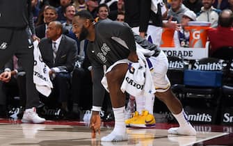 SALT LAKE CITY, UT - DECEMBER 4: LeBron James #23 of the Los Angeles Lakers reacts to a play during the game against the Utah Jazz on December 4, 2019 at vivint.SmartHome Arena in Salt Lake City, Utah. NOTE TO USER: User expressly acknowledges and agrees that, by downloading and or using this Photograph, User is consenting to the terms and conditions of the Getty Images License Agreement. Mandatory Copyright Notice: Copyright 2019 NBAE (Photo by Garrett Ellwood/NBAE via Getty Images)