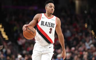 PORTLAND, OREGON - DECEMBER 04: CJ McCollum #3 of the Portland Trail Blazers handles the ball in the second quarter against the Sacramento Kings during their game at Moda Center on December 04, 2019 in Portland, Oregon. NOTE TO USER: User expressly acknowledges and agrees that, by downloading and or using this photograph, User is consenting to the terms and conditions of the Getty Images License Agreement (Photo by Abbie Parr/Getty Images)