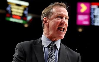 PORTLAND, OREGON - DECEMBER 06: Terry Stotts of the Portland Trail Blazers yells at the officials after being given a technical foul during the second half of the game against the Los Angeles Lakers at Moda Center on December 06, 2019 in Portland, Oregon. The Lakers won 136-113. NOTE TO USER: User expressly acknowledges and agrees that, by downloading and or using this photograph, User is consenting to the terms and conditions of the Getty Images License Agreement. (Photo by Steve Dykes/Getty Images)