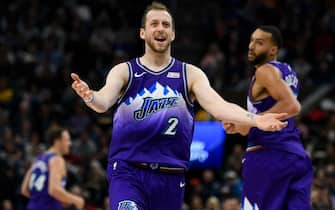 SALT LAKE CITY, UT - DECEMBER 07: Joe Ingles #2 of the Utah Jazz reacts to a call during a game against the Memphis Grizzlies at Vivint Smart Home Arena on December 7, 2019 in Salt Lake City, Utah. NOTE TO USER: User expressly acknowledges and agrees that, by downloading and/or using this photograph, user is consenting to the terms and conditions of the Getty Images License Agreement.  (Photo by Alex Goodlett/Getty Images)