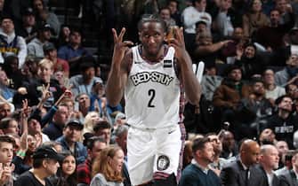 BROOKLYN, NY - DECEMBER 8: Taurean Prince #2 of the Brooklyn Nets reacts to a three point basket during a game against the Denver Nuggets on December 8, 2019 at Barclays Center in Brooklyn, New York. NOTE TO USER: User expressly acknowledges and agrees that, by downloading and or using this Photograph, user is consenting to the terms and conditions of the Getty Images License Agreement. Mandatory Copyright Notice: Copyright 2019 NBAE (Photo by Nathaniel S. Butler/NBAE via Getty Images)
