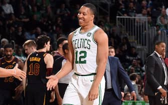 BOSTON, MA - DECEMBER 9: Grant Williams #12 of the Boston Celtics smiles during the game against the Cleveland Cavaliers on December 9, 2019 at the TD Garden in Boston, Massachusetts. NOTE TO USER: User expressly acknowledges and agrees that, by downloading and or using this photograph, User is consenting to the terms and conditions of the Getty Images License Agreement. Mandatory Copyright Notice: Copyright 2019 NBAE (Photo by Brian Babineau/NBAE via Getty Images)