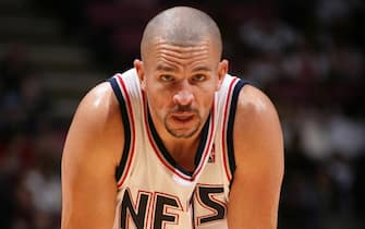 EAST RUTHERFORD, NJ - NOVEMBER 5:  Jason Kidd #5 of the New Jersey Nets looks on against the Chicago Bulls at the Continental Airlines Arena on November 5, 2005 in East Rutherford, New Jersey.   The Nets beat Chicago 100-99.  NOTE TO USER: User expressly acknowledges and agrees that, by downloading and/or using this Photograph, user is consenting to the terms and conditions of the Getty Images License Agreement. Mandatory Copyright Notice: Copyright 2005 NBAE  (Photo by Jesse D. Garrabrant/NBAE via Getty Images)