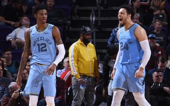 1188070216 PHOENIX, AZ - DECEMBER 11: Dillon Brooks #24 of the Memphis Grizzlies celebrates during the game against the Phoenix Suns on December 11, 2019 at Talking Stick Resort Arena in Phoenix, Arizona. NOTE TO USER: User expressly acknowledges and agrees that, by downloading and or using this photograph, user is consenting to the terms and conditions of the Getty Images License Agreement. Mandatory Copyright Notice: Copyright 2019 NBAE (Photo by Michael Gonzales/NBAE via Getty Images)