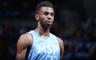 MINNEAPOLIS, MN -  DECEMBER 13: Andrew Wiggins #22 of the Minnesota Timberwolves looks on during the game against the LA Clippers on December 13, 2019 at Target Center in Minneapolis, Minnesota. NOTE TO USER: User expressly acknowledges and agrees that, by downloading and or using this Photograph, user is consenting to the terms and conditions of the Getty Images License Agreement. Mandatory Copyright Notice: Copyright 2019 NBAE (Photo by David Sherman/NBAE via Getty Images)