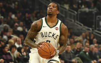 MILWAUKEE, WISCONSIN - DECEMBER 11:  Eric Bledsoe #6 of the Milwaukee Bucks takes a shot during a game against the New Orleans Pelicans at Fiserv Forum on December 11, 2019 in Milwaukee, Wisconsin. NOTE TO USER: User expressly acknowledges and agrees that, by downloading and or using this photograph, User is consenting to the terms and conditions of the Getty Images License Agreement. (Photo by Stacy Revere/Getty Images)