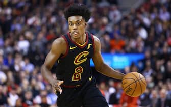 TORONTO, ON - DECEMBER 16:  Collin Sexton #2 of the Cleveland Cavaliers dribbles the ball during the second half of an NBA game against the Toronto Raptors at Scotiabank Arena on December 16, 2019 in Toronto, Canada.  NOTE TO USER: User expressly acknowledges and agrees that, by downloading and or using this photograph, User is consenting to the terms and conditions of the Getty Images License Agreement.  (Photo by Vaughn Ridley/Getty Images)