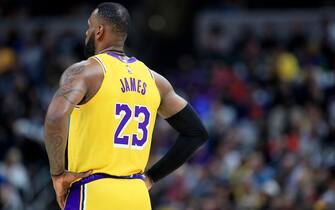 INDIANAPOLIS, INDIANA - DECEMBER 17:   LeBron James #23 of the Los Angeles Lakers during the game against the Indiana Pacers at Bankers Life Fieldhouse on December 17, 2019 in Indianapolis, Indiana.     NOTE TO USER: User expressly acknowledges and agrees that, by downloading and or using this photograph, User is consenting to the terms and conditions of the Getty Images License Agreement. (Photo by Andy Lyons/Getty Images)