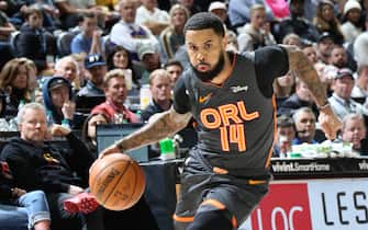 SALT LAKE CITY, UT - DECEMBER 17: D.J. Augustin #14 of the Orlando Magic handles the ball against the Utah Jazz on December 17, 2019 at Vivint Smart Home Arena in Salt Lake City, Utah. NOTE TO USER: User expressly acknowledges and agrees that, by downloading and or using this Photograph, User is consenting to the terms and conditions of the Getty Images License Agreement. Mandatory Copyright Notice: Copyright 2019 NBAE (Photo by Melissa Majchrzak/NBAE via Getty Images)