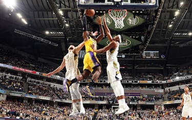 INDIANAPOLIS, IN - DECEMBER 17: LeBron James #23 of the Los Angeles Lakers drives to the basket during the game against the Indiana Pacers on December 17, 2019 at Bankers Life Fieldhouse in Indianapolis, Indiana. NOTE TO USER: User expressly acknowledges and agrees that, by downloading and or using this Photograph, user is consenting to the terms and conditions of the Getty Images License Agreement. Mandatory Copyright Notice: Copyright 2019 NBAE (Photo by Joe Murphy/NBAE via Getty Images)