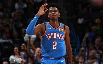 OKLAHOMA CITY, OK- DECEMBER 20: Shai Gilgeous-Alexander #2 of the Oklahoma City Thunder reacts to play against the Phoenix Suns on December 20, 2019 at Chesapeake Energy Arena in Oklahoma City, Oklahoma. NOTE TO USER: User expressly acknowledges and agrees that, by downloading and or using this photograph, User is consenting to the terms and conditions of the Getty Images License Agreement. Mandatory Copyright Notice: Copyright 2019 NBAE (Photo by Zach Beeker/NBAE via Getty Images)