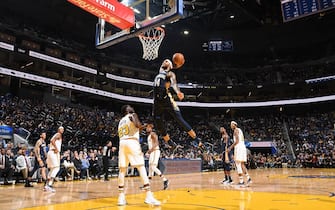 SAN FRANCISCO, CA - DECEMBER 20: Brandon Ingram #14 of the New Orleans Pelicans dunks the ball against the Golden State Warriors on December 20, 2019 at Chase Center in San Francisco, California. NOTE TO USER: User expressly acknowledges and agrees that, by downloading and or using this photograph, user is consenting to the terms and conditions of Getty Images License Agreement. Mandatory Copyright Notice: Copyright 2019 NBAE (Photo by Noah Graham/NBAE via Getty Images)