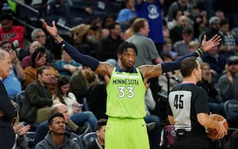 MINNEAPOLIS, MN -  DECEMBER 28: Robert Covington #33 of the Minnesota Timberwolves reacts during the game against the Cleveland Cavaliers on December 28, 2019 at Target Center in Minneapolis, Minnesota. NOTE TO USER: User expressly acknowledges and agrees that, by downloading and or using this Photograph, user is consenting to the terms and conditions of the Getty Images License Agreement. Mandatory Copyright Notice: Copyright 2019 NBAE (Photo by Jordan Johnson/NBAE via Getty Images)