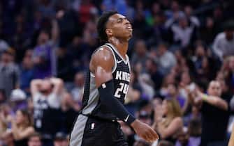 SACRAMENTO, CALIFORNIA - DECEMBER 26: Buddy Hield #24 of the Sacramento Kings looks on in the second overtime period against the Minnesota Timberwolves at Golden 1 Center on December 26, 2019 in Sacramento, California. NOTE TO USER: User expressly acknowledges and agrees that, by downloading and/or using this photograph, user is consenting to the terms and conditions of the Getty Images License Agreement. (Photo by Lachlan Cunningham/Getty Images)