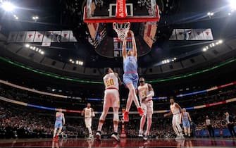 CHICAGO, IL - DECEMBER 28: Lauri Markkanen #24 of the Chicago Bulls dunks the ball against the Atlanta Hawks on December 28, 2019 at the United Center in Chicago, Illinois. NOTE TO USER: User expressly acknowledges and agrees that, by downloading and or using this photograph, user is consenting to the terms and conditions of the Getty Images License Agreement.  Mandatory Copyright Notice: Copyright 2019 NBAE (Photo by Bill Baptist/NBAE via Getty Images)