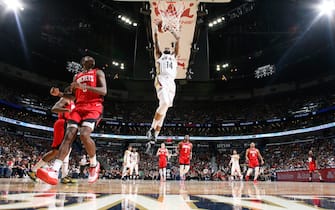 NEW ORLEANS, LA - DECEMBER 29: Brandon Ingram #14 of the New Orleans Pelicans goes up for a dunk during the game against the Houston Rockets on December 29, 2019 at the Smoothie King Center in New Orleans, Louisiana. NOTE TO USER: User expressly acknowledges and agrees that, by downloading and or using this Photograph, user is consenting to the terms and conditions of the Getty Images License Agreement. Mandatory Copyright Notice: Copyright 2019 NBAE (Photo by Layne Murdoch Jr./NBAE via Getty Images)