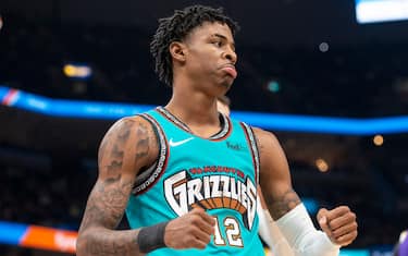 MEMPHIS, TN - NOVEMBER 23: Ja Morant #12 of the Memphis Grizzlies reacts during the game against the Los Angeles Lakers at FedExForum on November 23, 2019 in Memphis, Tennessee. NOTE TO USER: User expressly acknowledges and agrees that, by downloading and/or using this photograph, user is consenting to the terms and conditions of the Getty Images License Agreement. (Photo by Brandon Dill/Getty Images)