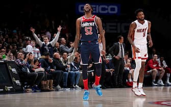 WASHINGTON, DC -  DECEMBER 30: Jordan McRae #52 of the Washington Wizards reacts to a play against the Miami Heat on December 30, 2019 at Capital One Arena in Washington, DC. NOTE TO USER: User expressly acknowledges and agrees that, by downloading and or using this Photograph, user is consenting to the terms and conditions of the Getty Images License Agreement. Mandatory Copyright Notice: Copyright 2019 NBAE (Photo by Ned Dishman/NBAE via Getty Images)
