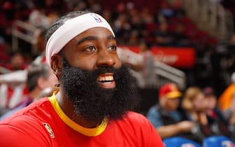 HOUSTON, TX - JANUARY 3: James Harden #13 of the Houston Rockets seen prior to the game against the Philadelphia 76ers on January 3, 2020 at the Toyota Center in Houston, Texas. NOTE TO USER: User expressly acknowledges and agrees that, by downloading and or using this photograph, User is consenting to the terms and conditions of the Getty Images License Agreement. Mandatory Copyright Notice: Copyright 2020 NBAE (Photo by Bill Baptist/NBAE via Getty Images)