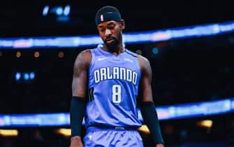 ORLANDO, FLORIDA - JANUARY 04: Terrence Ross #8 of the Orlando Magic between plays against the Utah Jazz in the first quarter at Amway Center on January 04, 2020 in Orlando, Florida. NOTE TO USER: User expressly acknowledges and agrees that, by downloading and/or using this photograph, user is consenting to the terms and conditions of the Getty Images License Agreement. (Photo by Harry Aaron/Getty Images)