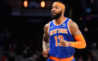 WASHINGTON, DC - DECEMBER 28: Marcus Morris Sr. #13 of the New York Knicks looks on against the Washington Wizards during the first half at Capital One Arena on December 28, 2019 in Washington, DC. NOTE TO USER: User expressly acknowledges and agrees that, by downloading and or using this photograph, User is consenting to the terms and conditions of the Getty Images License Agreement. (Photo by Will Newton/Getty Images)