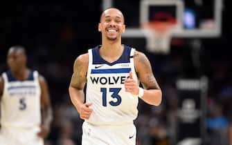 1197757561 CLEVELAND, OHIO - JANUARY 05: Shabazz Napier #13 of the Minnesota Timberwolves celebrates after scoring during the second half against the Cleveland Cavaliers at Rocket Mortgage Fieldhouse on January 05, 2020 in Cleveland, Ohio. The Timberwolves defeated the Cavaliers 118-103. NOTE TO USER: User expressly acknowledges and agrees that, by downloading and/or using this photograph, user is consenting to the terms and conditions of the Getty Images License Agreement. (Photo by Jason Miller/Getty Images)