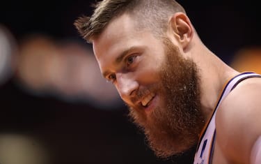 PHOENIX, ARIZONA - OCTOBER 28: Aron Baynes #46 of the Phoenix Suns during the second half of the NBA game against the Utah Jazz at Talking Stick Resort Arena on October 28, 2019 in Phoenix, Arizona. The Jazz defeated the Suns 96-95. NOTE TO USER: User expressly acknowledges and agrees that, by downloading and/or using this photograph, user is consenting to the terms and conditions of the Getty Images License Agreement (Photo by Christian Petersen/Getty Images)